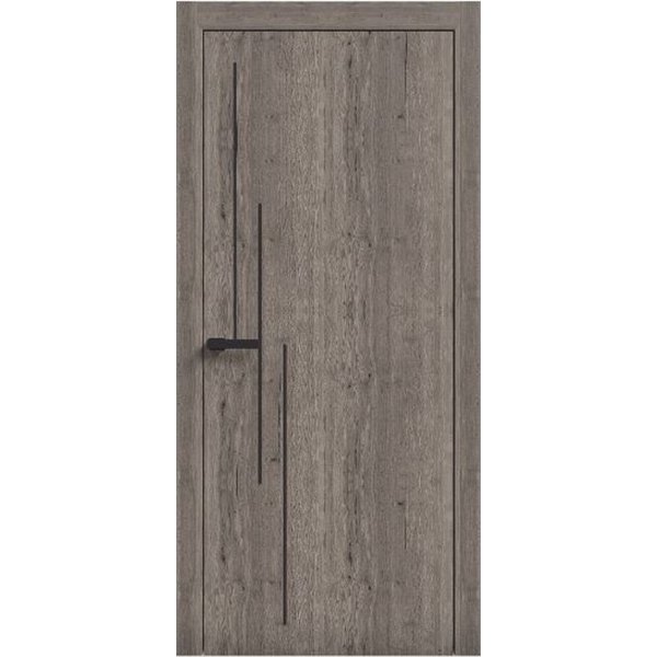 Двери межкомнатные Terminus Light ПК 12 Дуб Вулканический Молдинг ЧЕРНЫЙ или серый