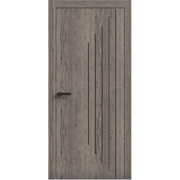 Двери межкомнатные Terminus Light ПК 14 Дуб Вулканический Молдинг ЧЕРНЫЙ или серый