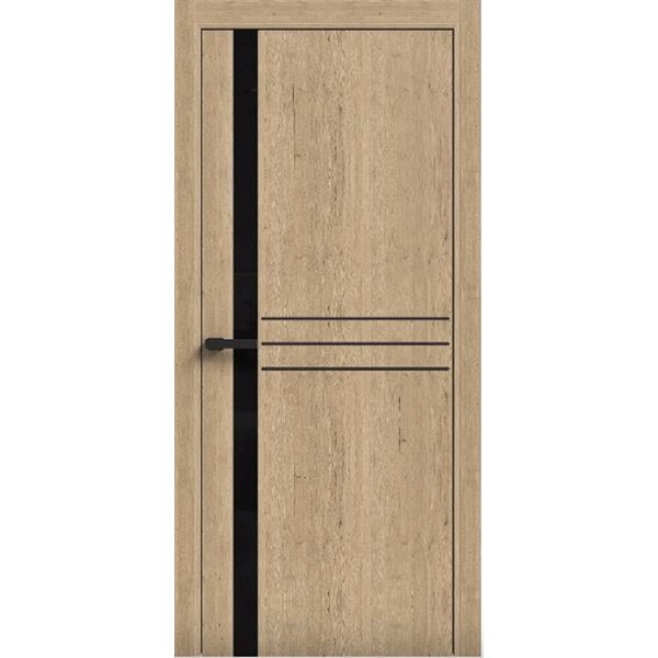 Двери межкомнатные Terminus Light ПК 16 Дуб Классический  стекло Молдинг ЧЕРНЫЙ или серый