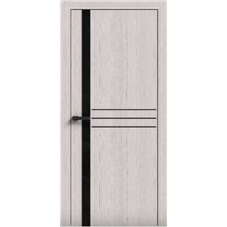 Двери межкомнатные Terminus Light ПК 16 Дуб Жемчужный  стекло Молдинг ЧЕРНЫЙ или серый