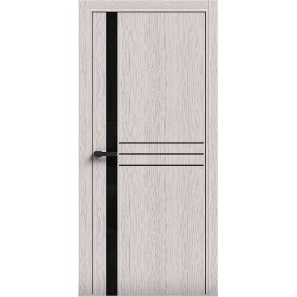 Двери межкомнатные Terminus Light ПК 16 Дуб Жемчужный  стекло Молдинг ЧЕРНЫЙ или серый