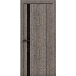 Двери межкомнатные Terminus Light ПК 15 Дуб Вулканический  стекло Молдинг ЧЕРНЫЙ или серый