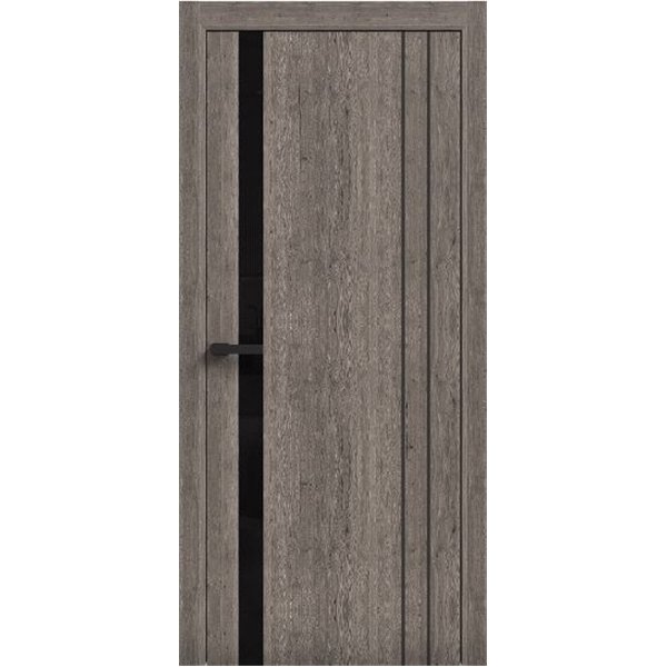 Двери межкомнатные Terminus Light ПК 15 Дуб Вулканический  стекло Молдинг ЧЕРНЫЙ или серый