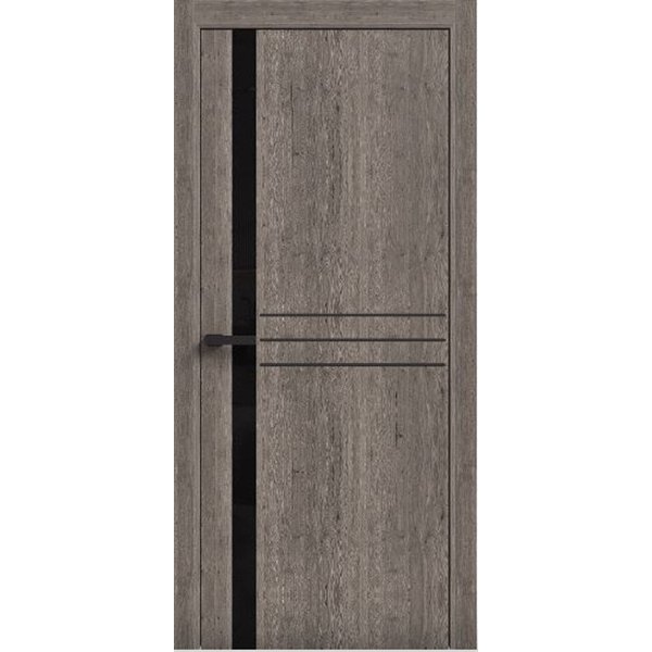 Двери межкомнатные Terminus Light ПК 16  Дуб Вулканический  стекло Молдинг ЧЕРНЫЙ или серый