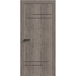 Двери межкомнатные Terminus Light ПК 09 Дуб Вулканический Молдинг ЧЕРНЫЙ или серый