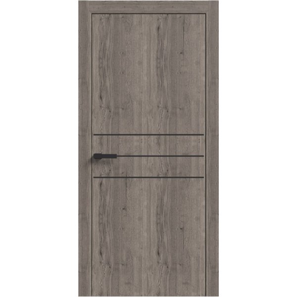 Двери межкомнатные Terminus Light ПК 06 Дуб Вулканический Молдинг ЧЕРНЫЙ или СЕРЫЙ