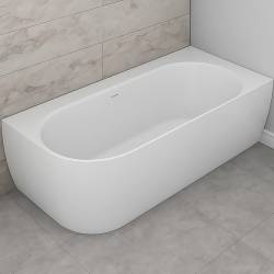 160.086.043.1-2.X.3.X.X Ванна Scorpius Lite права, з переливом та сифоном, біла, штучний камінь, 1600x860 (1 сорт)