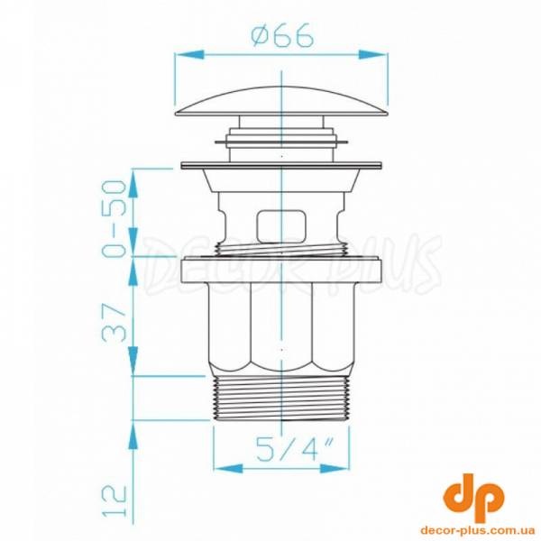 DVVPL04 Пластиковий низький зливний клапан для раковини, click-clack, чорний (1 сорт)