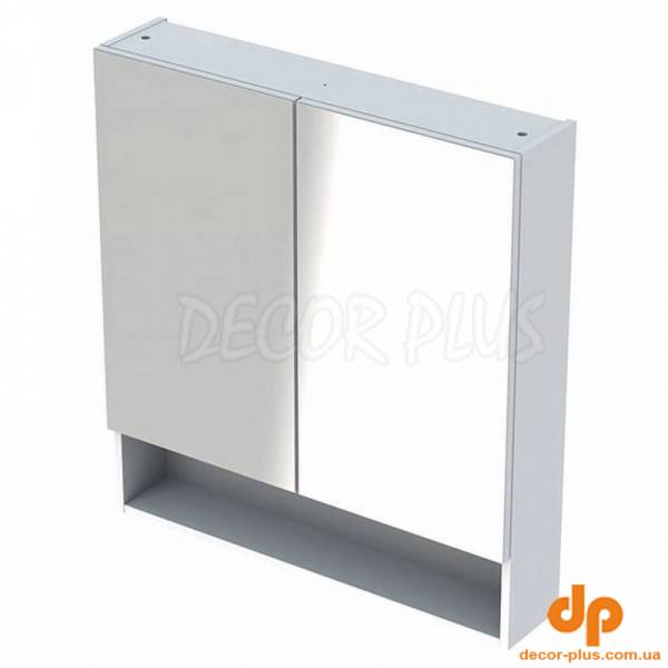 Дзеркальна шафка SELNOVA SQUARE 78,8см з 2 дверцятами, білий глянець