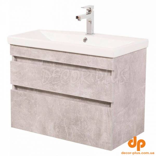 Шафка ВІНТАЖ 80+раковина ELITE 80, бетон, консольна