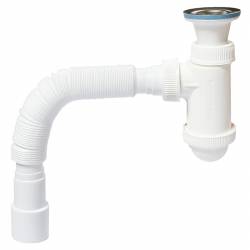 Сифон  д/раковин та мийок пляшковий,з випуском , з гофровідведенням (40х50х800 мм)