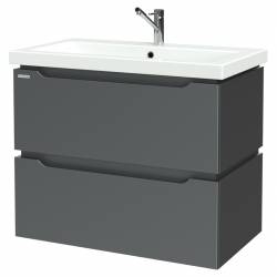 Шафка DOUBLE д/раковин 80см (COMO, SU, CREA, MODUO), 2 шухляди, графіт напівматовий, підвісна, зібрана