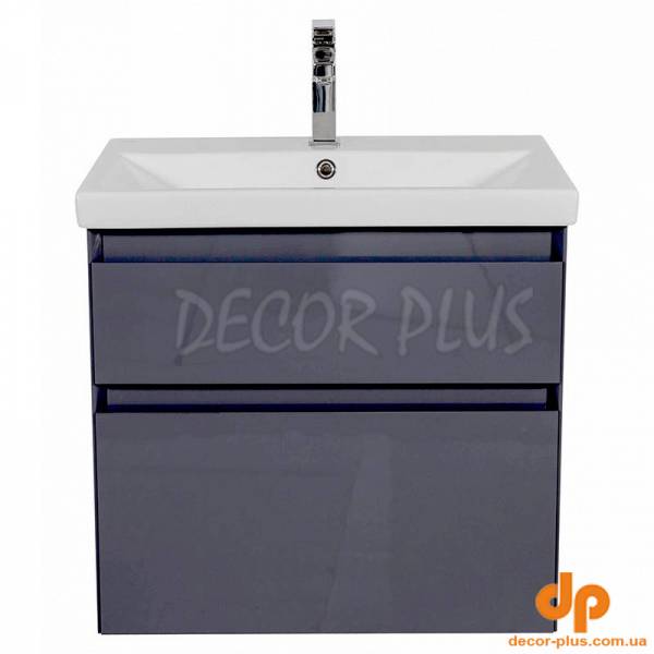 Шафка ЕЛІТ 70+раковина ЕЛІТ 70, графіт глянець, підвісна