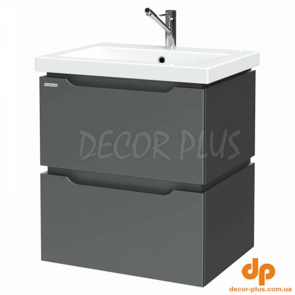 Шафка DOUBLE д/раковин 60см (COMO, SU, MODUO) 2 шухляди, графіт напівматов, підвісна,зібрана