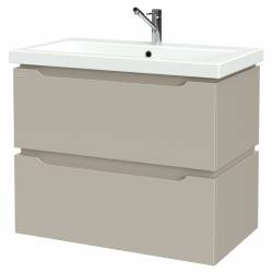 Шафка DOUBLE д/раковин 80см (COMO, SU, CREA, MODUO), 2 шухляди, світло-коричнева напівматова, підвісна, зібрана