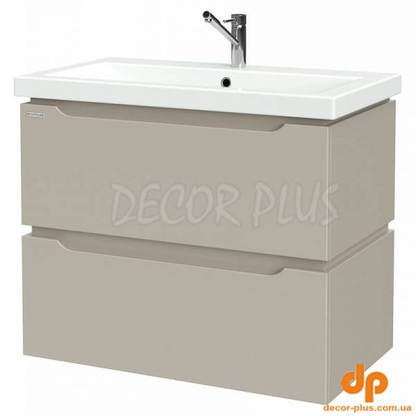 Шафка DOUBLE д/раковин 80см (COMO, SU, CREA, MODUO), 2 шухляди, світло-коричнева напівматова, підвісна, зібрана
