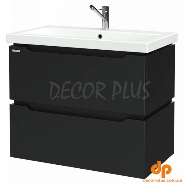 Шафка DOUBLE д/раковин 80см (COMO, SU, CREA, MODUO), 2 шухляди, чорний напівматовий, підвісна, зібрана