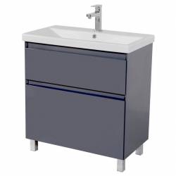 Шафка ЕЛІТ 70+раковина ЕЛІТ 70, графіт глянець, д/підлоги