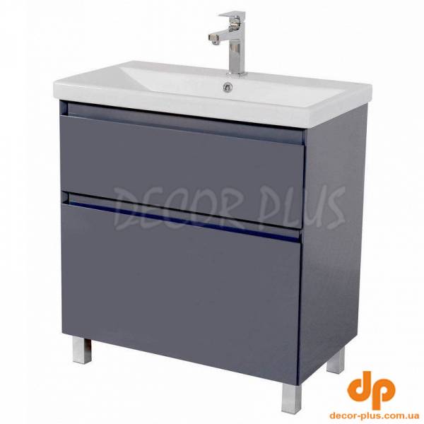 Шафка ЕЛІТ 70+раковина ЕЛІТ 70, графіт глянець, д/підлоги