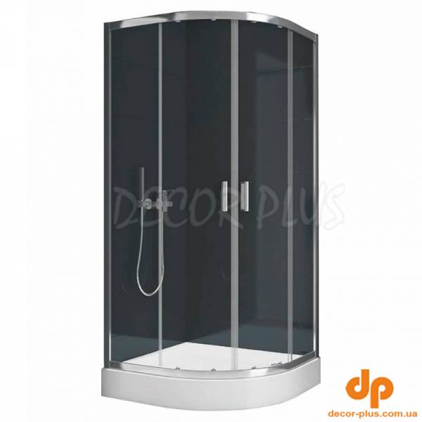 Душ кабіна SUVIA 80х80, напівкругла, скло, проф хром+піддон