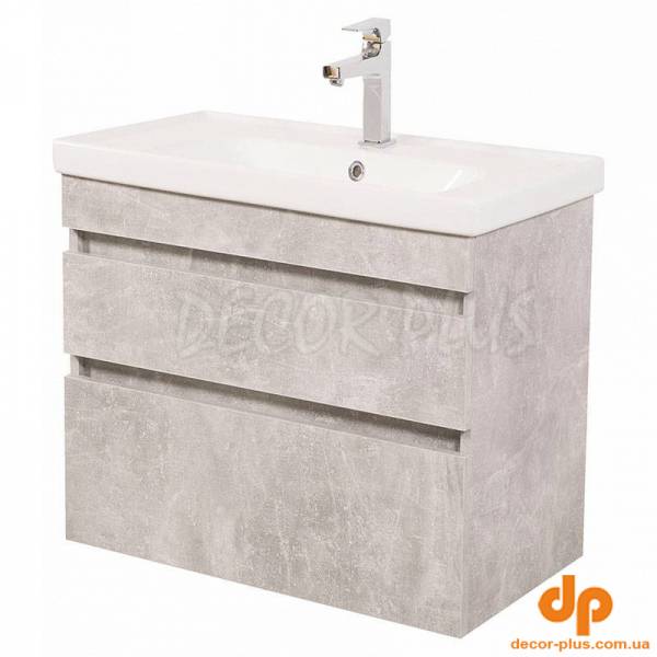 Шафка ВІНТАЖ 80+раковина FRAME 80, бетон, консольна