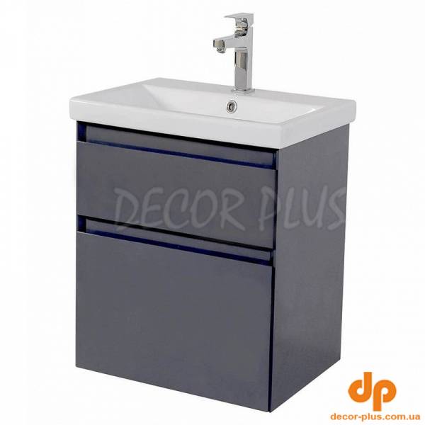 Шафка ЕЛІТ графіт глянець + раковина ELITE 60 см, консольна
