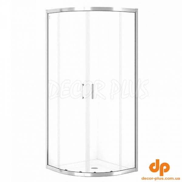 Набір В859 душ штора BRASCO 80*80*190 напівкруг,розсув.дв,хром,проз+піддон 80*80*16+панел(S168-001+S204-003)