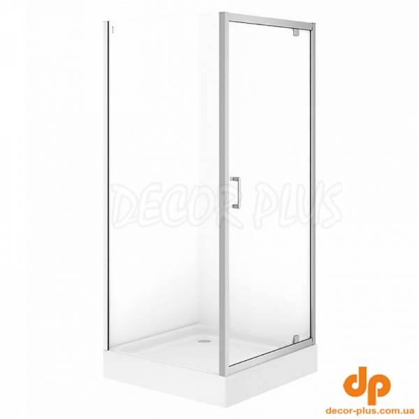 Набір В868 душ штора BRASCO 90*90*190 квадр,з повор.дв,хром,проз + підон 90*90*16 з панелью (S168-010+S204-012)