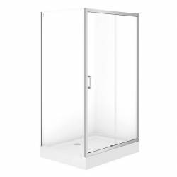 Набір В872 душ штора BRASCO 120*90*190 прямок,розсув.дв, хром,проз + підон 120*90*16 з панелью(S168-014+S204-028)