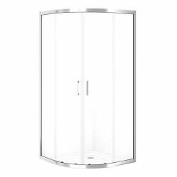Душ штора BRASCO 90*90*190 напівкруг,з розсув.дверима, хром,прозоре