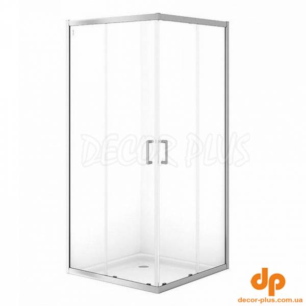 Душ штора BRASCO 90*90*190 квадратна,з розсувними дверима, хром,прозоре