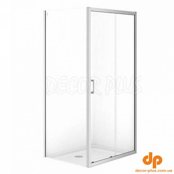 Душ штора BRASCO 100*80*190 прямок,розсув.дверима, хром,прозоре