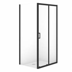 Душ штора BRASCO 100*80*190 прямок,розсув.дверима, чорний,прозоре