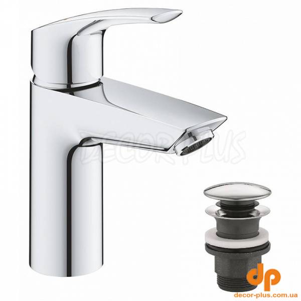 Змішувач EUROSMART раковина, S, хром + Click Clack