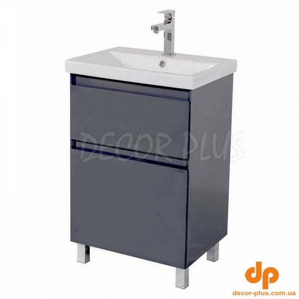Шафка ЕЛІТ графіт глянець + раковина ELITE 60 см, напольна