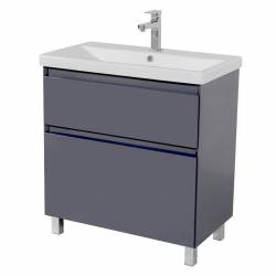 Шафка ЕЛІТ графіт глянець + раковина ELITE 80 см, напольна