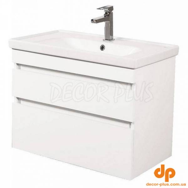 Шафка ВІНТАЖ 80+раковина FRAME 80, білий глянець, консольна