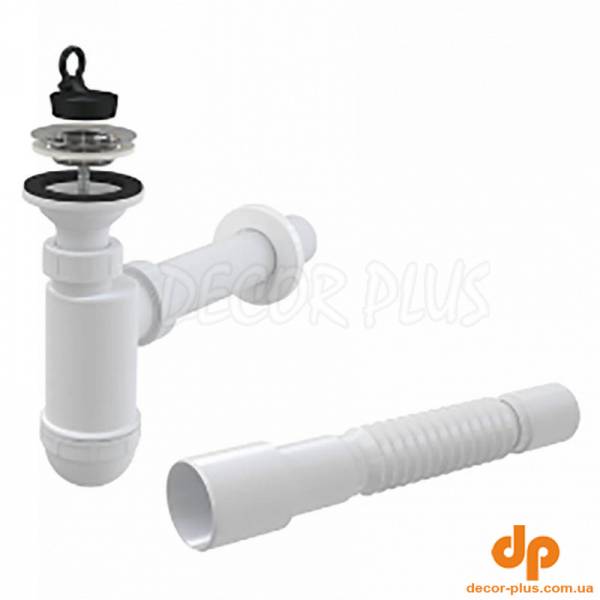 Сифон д/умивальника d40, нержавіючої решіткою d63 + гнучке з'єднання 50/40?40