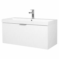 Шафка FABIO+умивальник FABIO 100 см, консольна ручка, білий мат, хром