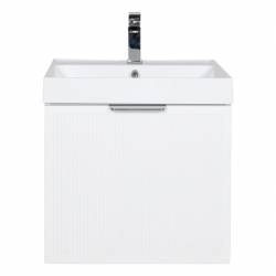 Шафка FABIO+умивальник FABIO 50 см, консольна ручка білий мат, хром