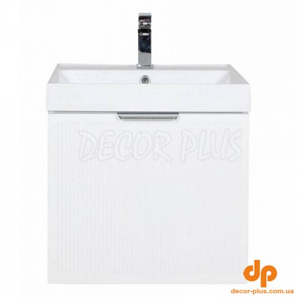 Шафка FABIO+умивальник FABIO 50 см, консольна ручка білий мат, хром