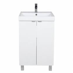 Шафка FABIO+умивальник FABIO 50 см, напольна ручка білий мат, хром