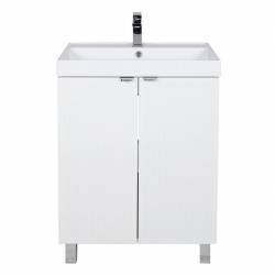 Шафка FABIO+умивальник FABIO 60 см, напольна ручка білий мат, хром