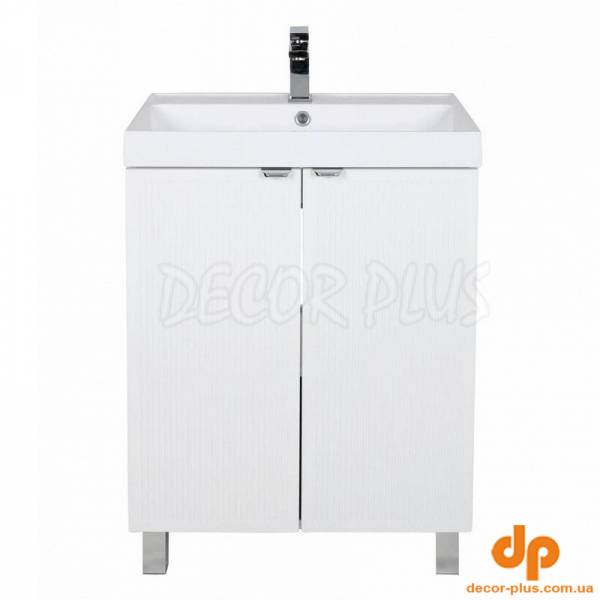 Шафка FABIO+умивальник FABIO 60 см, напольна ручка білий мат, хром