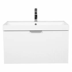 Шафка FABIO+умивальник FABIO 80 см, консольна ручка білий мат, хром