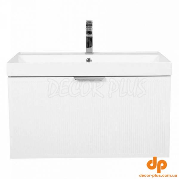 Шафка FABIO+умивальник FABIO 80 см, консольна ручка білий мат, хром