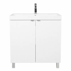 Шафка FABIO+умивальник FABIO 80 см, напольна ручка білий мат, хром