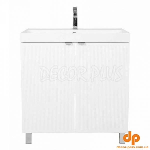 Шафка FABIO+умивальник FABIO 80 см, напольна ручка білий мат, хром