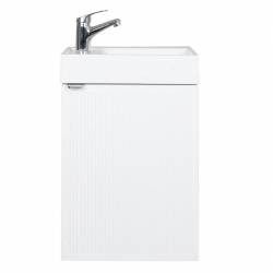 Шафка FABIO+умивальник FABIO MINI 40 см, консольна ручка білий мат, хром