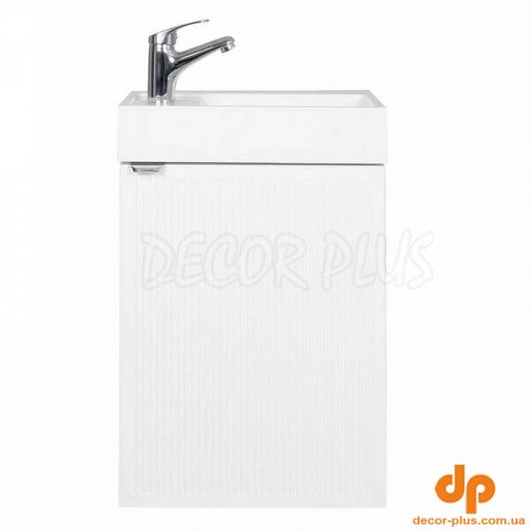 Шафка FABIO+умивальник FABIO MINI 40 см, консольна ручка білий мат, хром